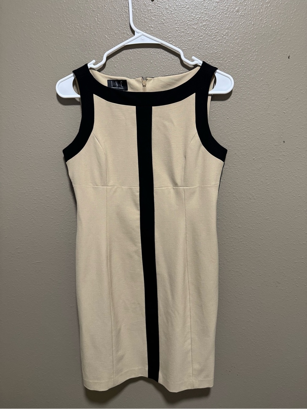 INC International Concepts Cream Mini Dress with Black Trim